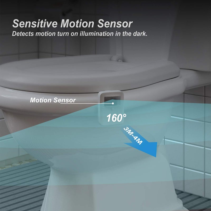 Chunace Rechargeable Toilet Night Light with Motion Activated Sensor, 16 Colors LED Nightlight Inside Bowl, Cool Stuff for Bathroom Decor Accessories, Unique & Funny Gadgets for Men/Kids Birthday Gift 2025 - Image 3